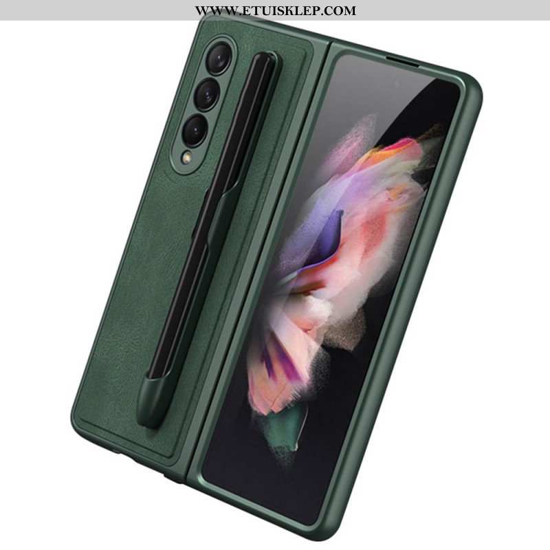 Etui do Samsung Galaxy Z Fold 3 5G Uchwyt Na Rysik Z Efektem Skóry Gkk